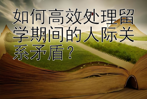 如何高效处理留学期间的人际关系矛盾？