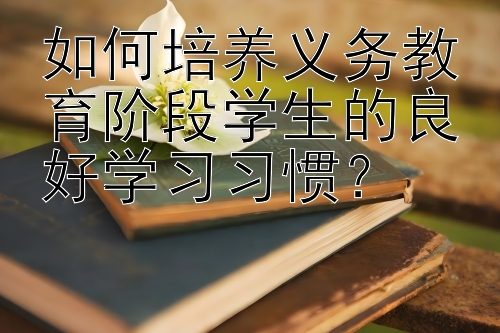 如何培养义务教育阶段学生的良好学习习惯？