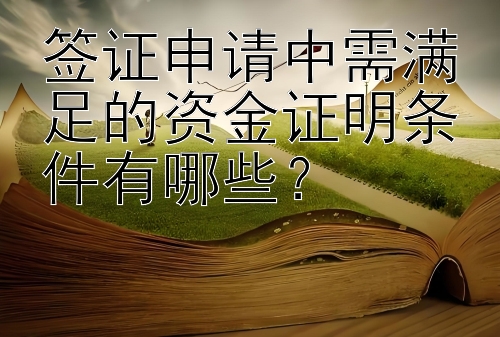 签证申请中需满足的资金证明条件有哪些？