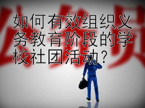 如何有效组织义务教育阶段的学校社团活动？