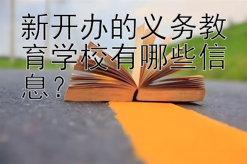 新开办的义务教育学校有哪些信息？