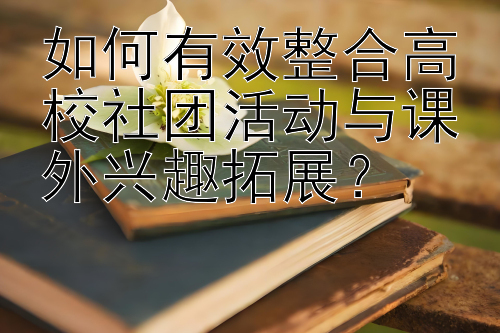 如何有效整合高校社团活动与课外兴趣拓展？