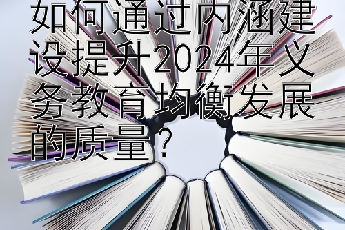 如何通过内涵建设提升2024年义务教育均衡发展的质量？