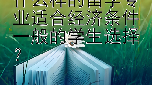 什么样的留学专业适合经济条件一般的学生选择？